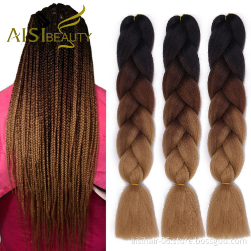 Aisi Beauty Wholesale Cheap Vendor Hotselling Ombre Color Jumbo Box Braid Twist Synthetic Crochet Braiding Hair Extensions